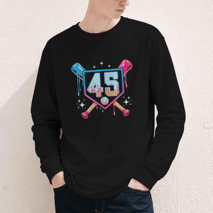 Baseball 45 Year Old Ice Cream Drip 45th Birthday Number 45 Youth Long Sleeve Tee Baseball 45 Year Old Ice Cream Drip 45th Birthday Number 45 Youth Long Sleeve Tee