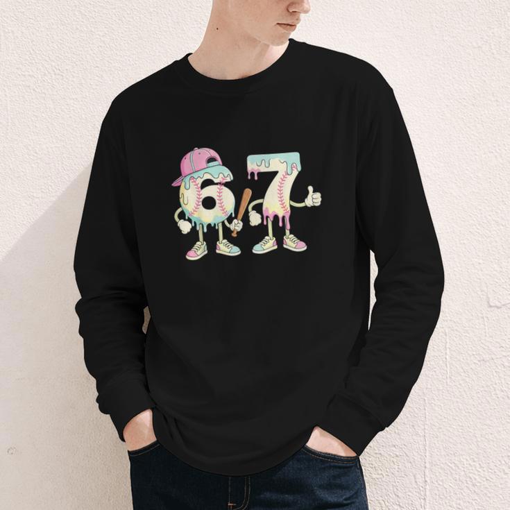 Baseball 67 Dripping Six Seven Drip Meme Ice Cream Boy Youth Long Sleeve Tee Baseball 67 Dripping Six Seven Drip Meme Ice Cream Boy Youth Long Sleeve Tee