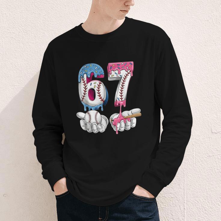 Baseball 67 Ice Cream Drip Six Seven Boys Girls Meme Youth Long Sleeve Tee