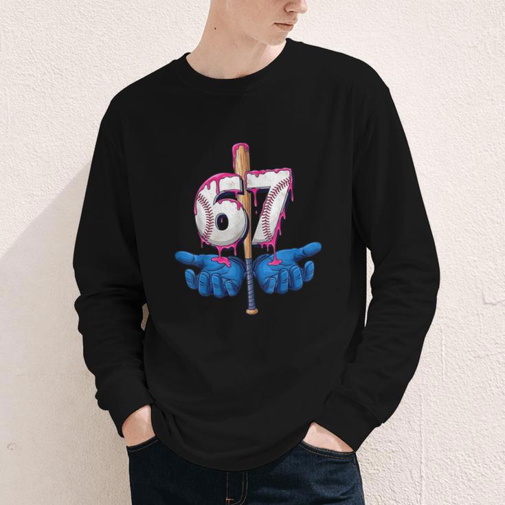 Baseball 67 Six Seven Gen Alpha Meme Drip Youth Long Sleeve Tee Baseball 67 Six Seven Gen Alpha Meme Drip Youth Long Sleeve Tee