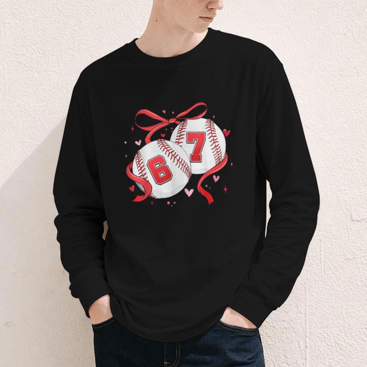 Baseball 67 Six Seven Gen Alpha Meme Valentine's Day Youth Long Sleeve Tee