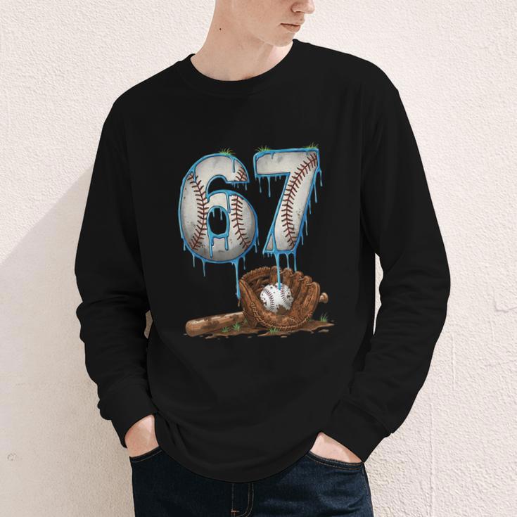 Baseball 67 Six Seven Meme 6-7 Drip Baseball Boys Men Youth Long Sleeve Tee Baseball 67 Six Seven Meme 6-7 Drip Baseball Boys Men Youth Long Sleeve Tee