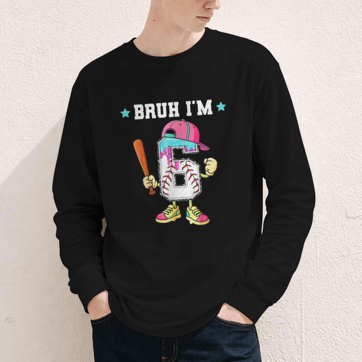 Baseball 6th Birthday Boy Ice Cream Drip Bruh I'm 6 Year Old Youth Long Sleeve Tee Baseball 6th Birthday Boy Ice Cream Drip Bruh I'm 6 Year Old Youth Long Sleeve Tee