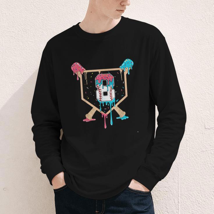Baseball 8 Year Old Ice Cream Drip 8th Birthday Boys Player Youth Long Sleeve Tee Baseball 8 Year Old Ice Cream Drip 8th Birthday Boys Player Youth Long Sleeve Tee