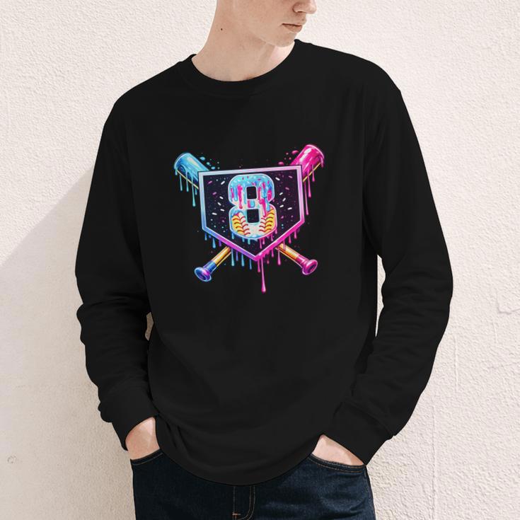 Baseball 8 Year Old Ice Cream Drip 8th Birthday Party Youth Long Sleeve Tee Baseball 8 Year Old Ice Cream Drip 8th Birthday Party Youth Long Sleeve Tee