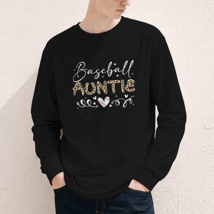 Baseball Auntie Leopard Baseball Heart Youth Long Sleeve Tee