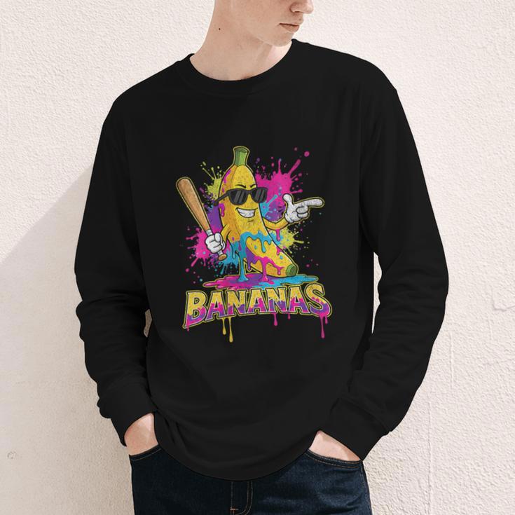 Baseball Banana Splatter Sports Kids Teens Youth Long Sleeve Tee Baseball Banana Splatter Sports Kids Teens Youth Long Sleeve Tee