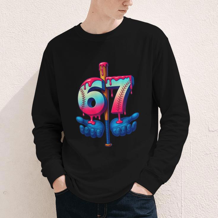 Baseball Bat Hands Drip 67 Six Seven Gen Alpha Slang Meme Youth Long Sleeve Tee Baseball Bat Hands Drip 67 Six Seven Gen Alpha Slang Meme Youth Long Sleeve Tee