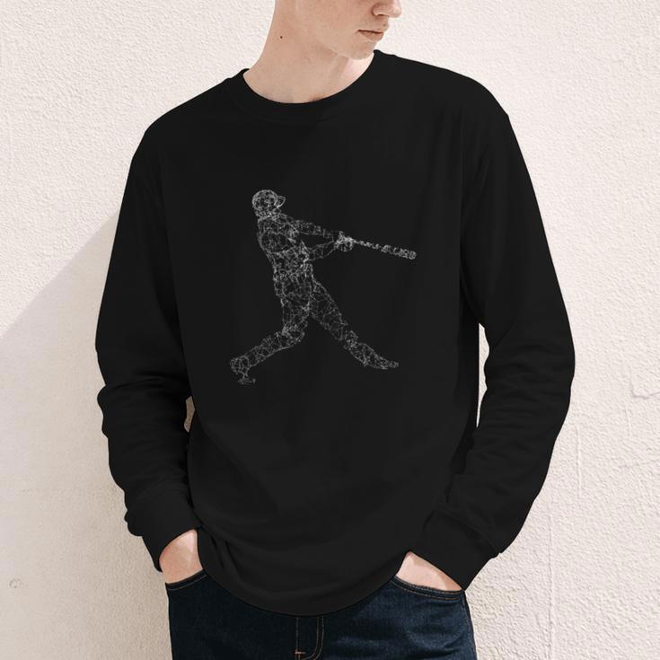 Baseball Batter Line Abstract Geometry Team Player Family Youth Long Sleeve Tee