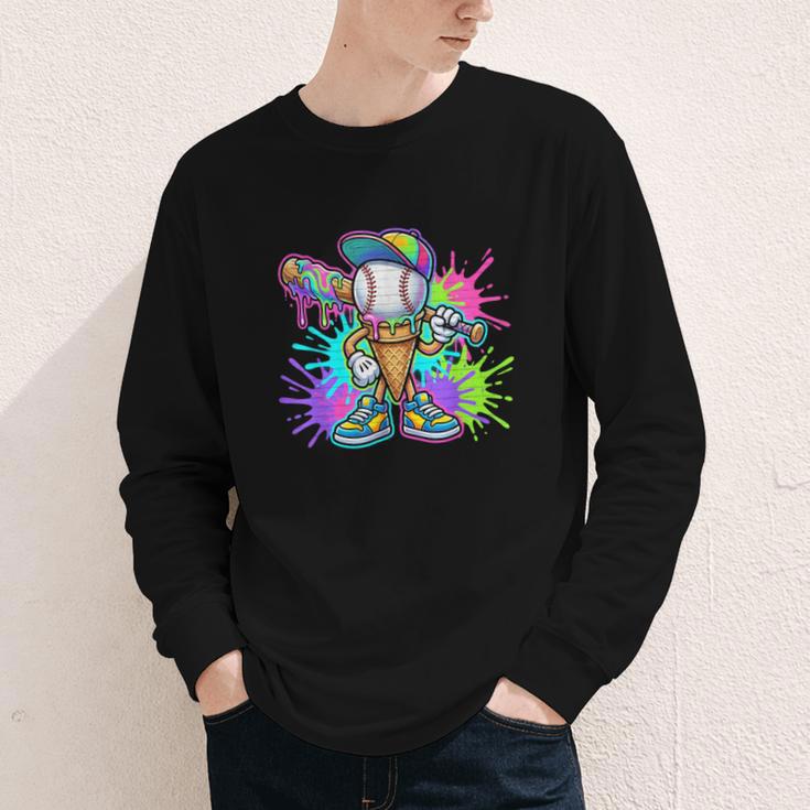 Baseball Boys Clothes For Boys Ice Cream Drip Baseball Stuff Youth Long Sleeve Tee Baseball Boys Clothes For Boys Ice Cream Drip Baseball Stuff Youth Long Sleeve Tee