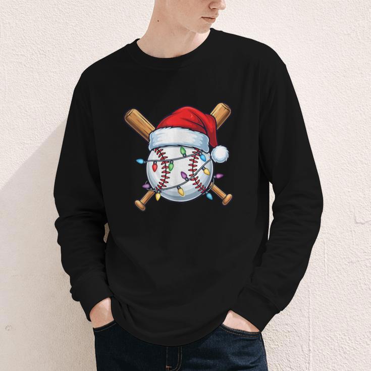 Baseball Christmas Lights Santa Christmas Baseball Player Youth Long Sleeve Tee Baseball Christmas Lights Santa Christmas Baseball Player Youth Long Sleeve Tee