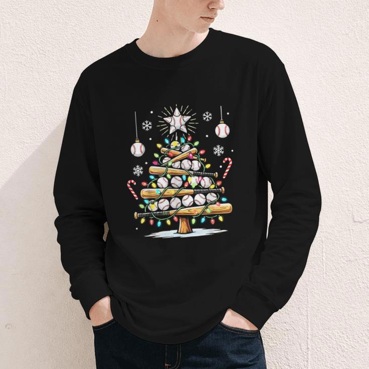 Baseball Christmas Tree Lights Youth Long Sleeve Tee Baseball Christmas Tree Lights Youth Long Sleeve Tee