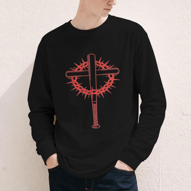 Baseball Cross Bats Pitcher Jesus Faith Youth Long Sleeve Tee Baseball Cross Bats Pitcher Jesus Faith Youth Long Sleeve Tee