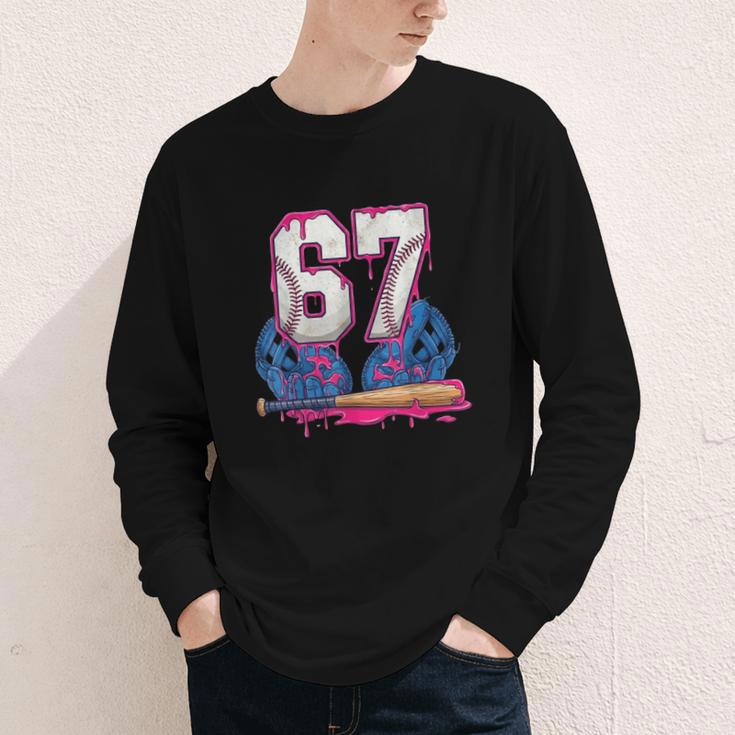 Baseball Drip 67 Meme Six Seven 6-7 Gen Alpha Slang Youth Long Sleeve Tee Baseball Drip 67 Meme Six Seven 6-7 Gen Alpha Slang Youth Long Sleeve Tee