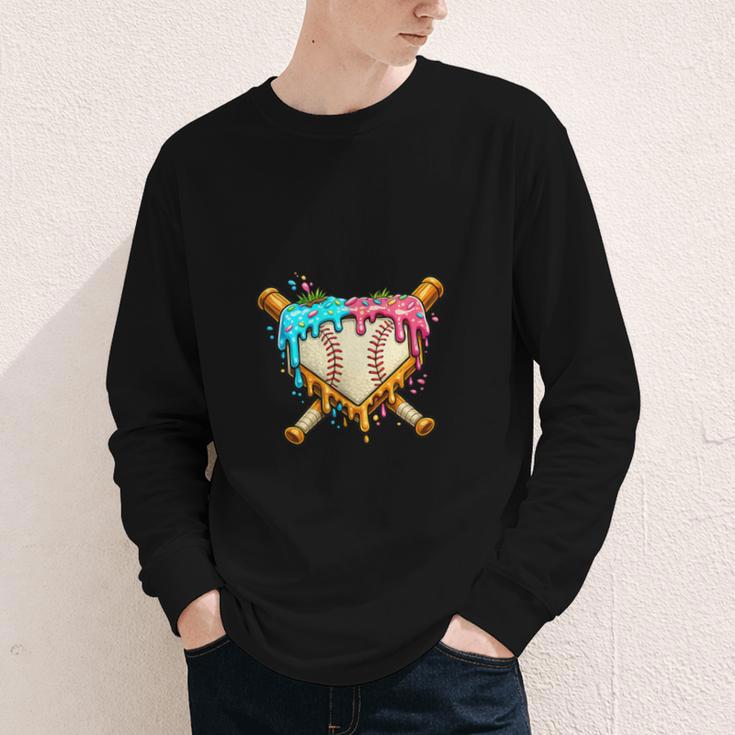Baseball Drip For Boys Ice Cream Dripping Baseball Sport Youth Long Sleeve Tee