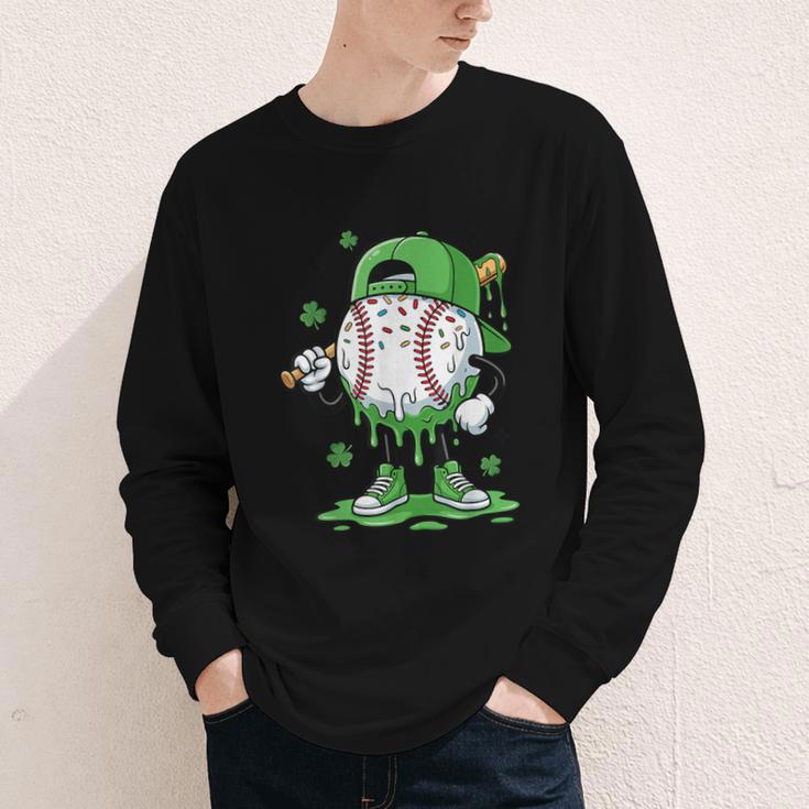 Baseball Drip For Boys Ice Cream Drip Baseball Player Youth Long Sleeve Tee