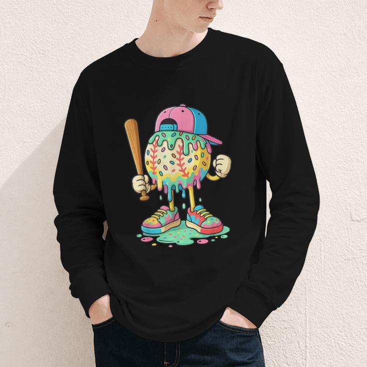Baseball Drip For Boys Ice Cream Drip Baseball Sport Youth Long Sleeve Tee Baseball Drip For Boys Ice Cream Drip Baseball Sport Youth Long Sleeve Tee