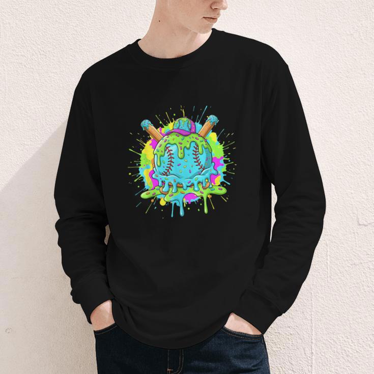 Baseball Drip For Boys Ice Cream Drip Youth Boys Baseball Youth Long Sleeve Tee