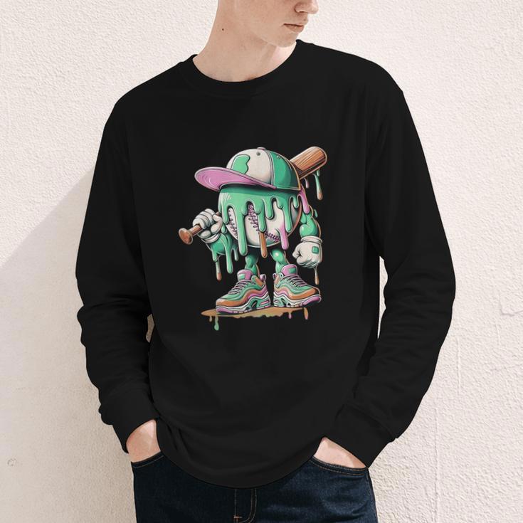 Baseball Drip For Boys Ice Cream Drip Baseball Youth Long Sleeve Tee