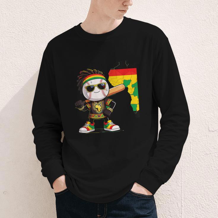 Baseball Drip Ice Cream Boys Youth Kids History Month Youth Long Sleeve Tee