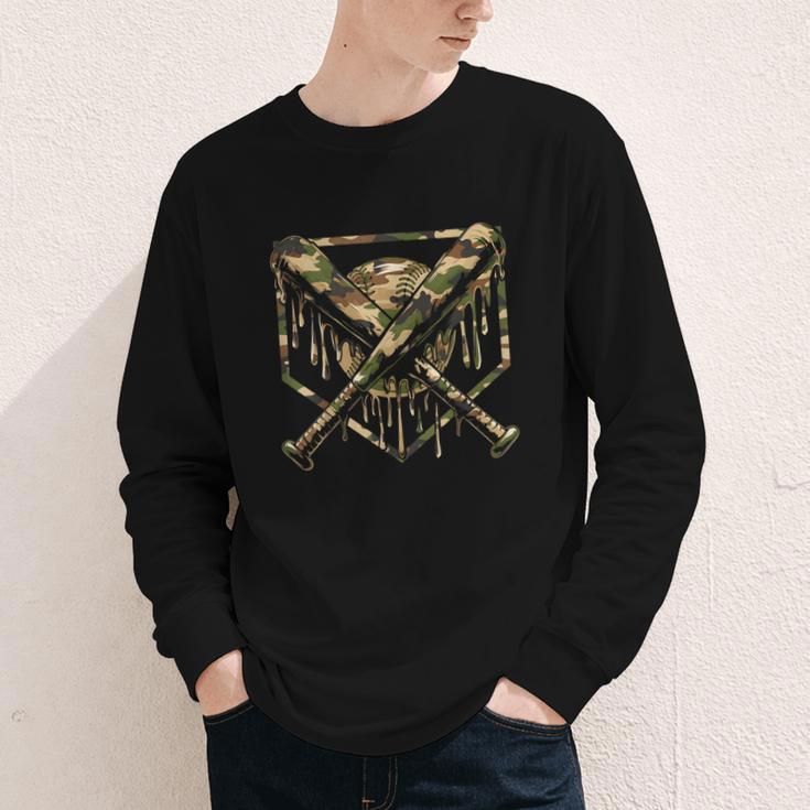 Baseball Drip Ice Cream Camo Home Plate Bats Sports Game Day Youth Long Sleeve Tee Baseball Drip Ice Cream Camo Home Plate Bats Sports Game Day Youth Long Sleeve Tee