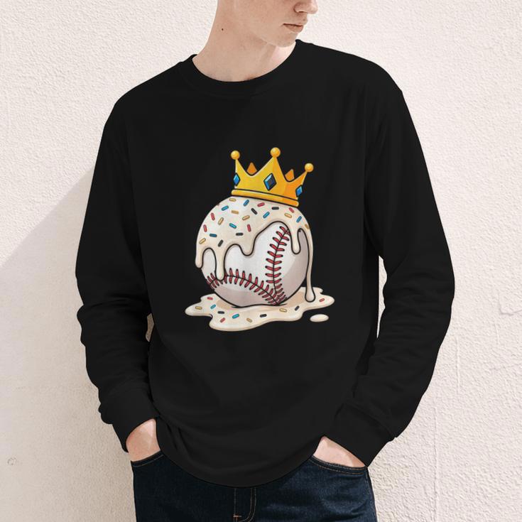 Baseball Drip Ice Cream Crown Melt Graphic Youth Long Sleeve Tee