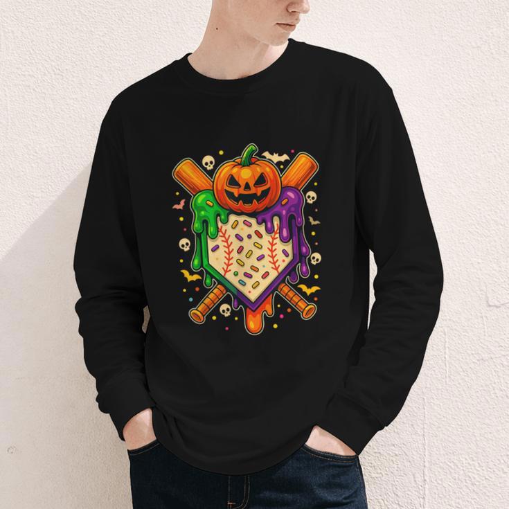 Baseball Drip Ice Cream Drip Halloween Baseball Lovers Youth Long Sleeve Tee