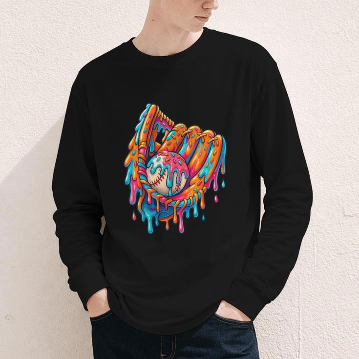 Baseball Drip Ice Cream Sprinkles Baseball Glove For Boys Youth Long Sleeve Tee Baseball Drip Ice Cream Sprinkles Baseball Glove For Boys Youth Long Sleeve Tee