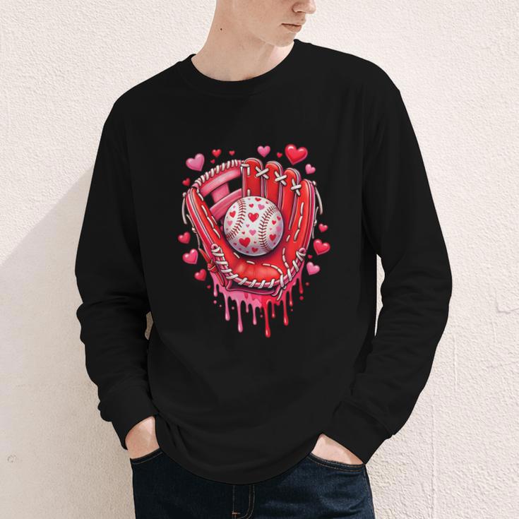 Baseball Drip Ice Cream Sprinkles Valentines Day Baseball Youth Long Sleeve Tee