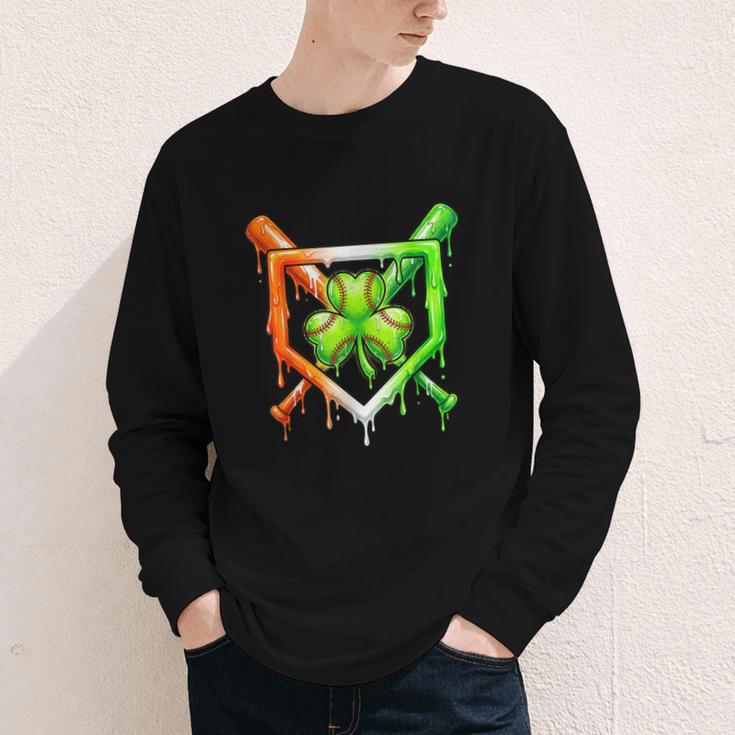 Baseball Drip Ice Cream St Patricks Day Shamrock Youth Long Sleeve Tee Baseball Drip Ice Cream St Patricks Day Shamrock Youth Long Sleeve Tee