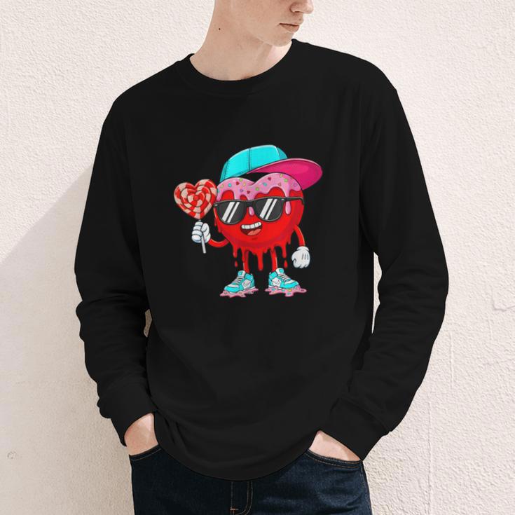 Baseball Drip Ice Cream Valentines Day Baseball Sport Boys Youth Long Sleeve Tee