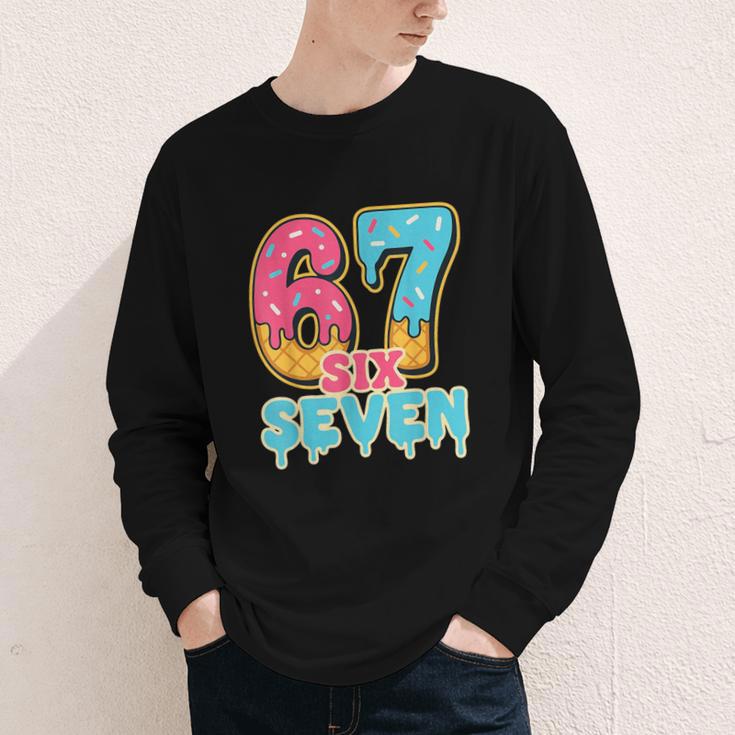 Baseball Drip Number 67 Player Trendy 6 7 Meme Youth Long Sleeve Tee