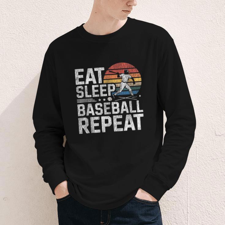 Baseball Fan Vintage Retro Eat Sleep Baseball Repeat Youth Long Sleeve Tee Baseball Fan Vintage Retro Eat Sleep Baseball Repeat Youth Long Sleeve Tee