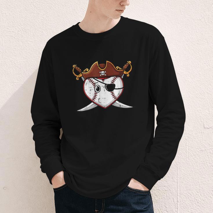 Baseball Heart Pirate Hat Crossed Swords Men Boys Kids Youth Youth Long Sleeve Tee Baseball Heart Pirate Hat Crossed Swords Men Boys Kids Youth Youth Long Sleeve Tee