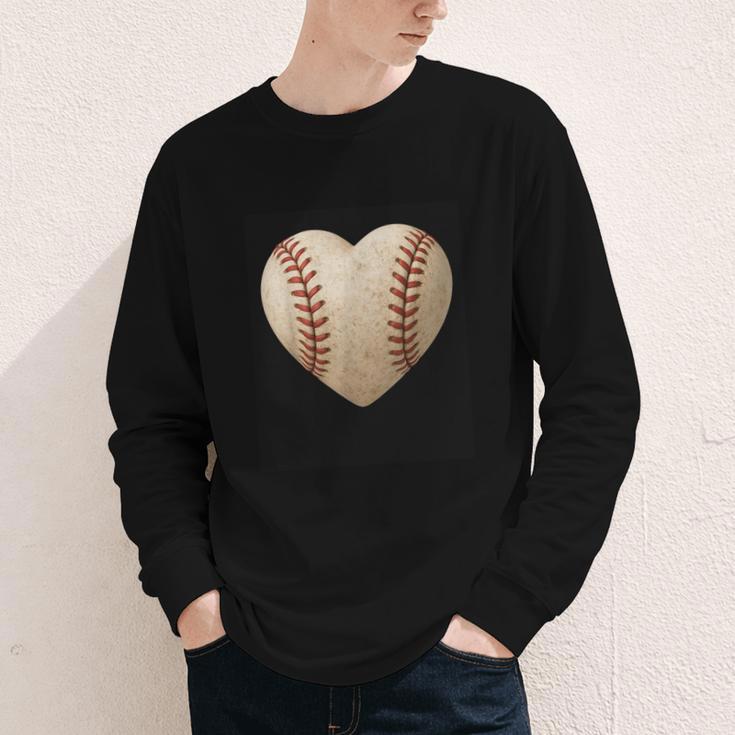 Baseball Heart Shape Valentines Day Love Boys Kids Men Youth Long Sleeve Tee