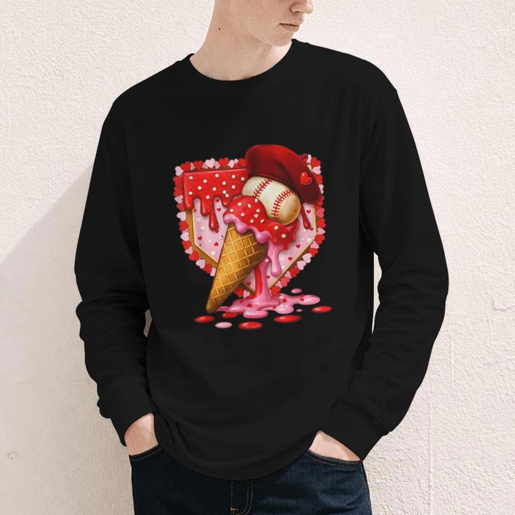 Baseball Heart Valentine Baseball Ice Cream Drip Boys Girls Youth Long Sleeve Tee Baseball Heart Valentine Baseball Ice Cream Drip Boys Girls Youth Long Sleeve Tee