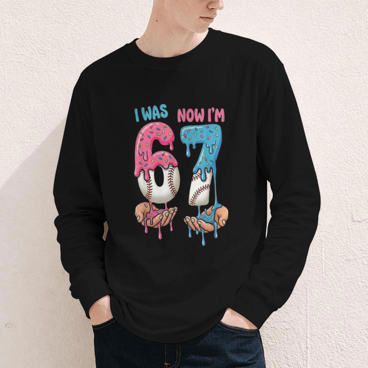 Baseball Ice Cream I Was 6 Now I'm 7 67 Birthday Boy Youth Long Sleeve Tee Baseball Ice Cream I Was 6 Now I'm 7 67 Birthday Boy Youth Long Sleeve Tee