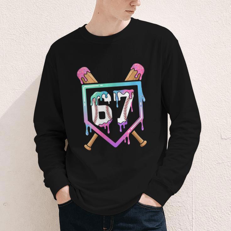 Baseball Ice Cream Drip 67 Player Dabbing Six Seven Boys Youth Long Sleeve Tee Baseball Ice Cream Drip 67 Player Dabbing Six Seven Boys Youth Long Sleeve Tee