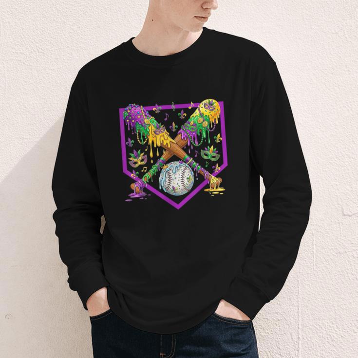Baseball Ice Cream Drip Boys Mardi Gras Carnival Party Mask Youth Long Sleeve Tee Baseball Ice Cream Drip Boys Mardi Gras Carnival Party Mask Youth Long Sleeve Tee