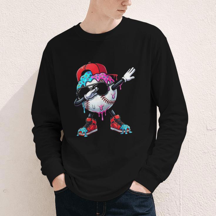 Baseball Ice Cream Drip Dabbing Sports Sprinkles For Boys Youth Long Sleeve Tee Baseball Ice Cream Drip Dabbing Sports Sprinkles For Boys Youth Long Sleeve Tee