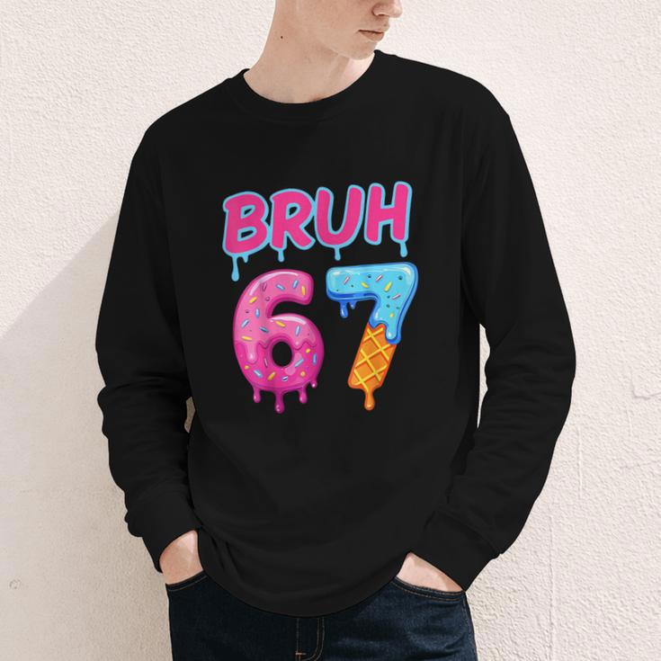 Baseball Ice Cream Drip Number 67 Player Or 67th Birthday Youth Long Sleeve Tee