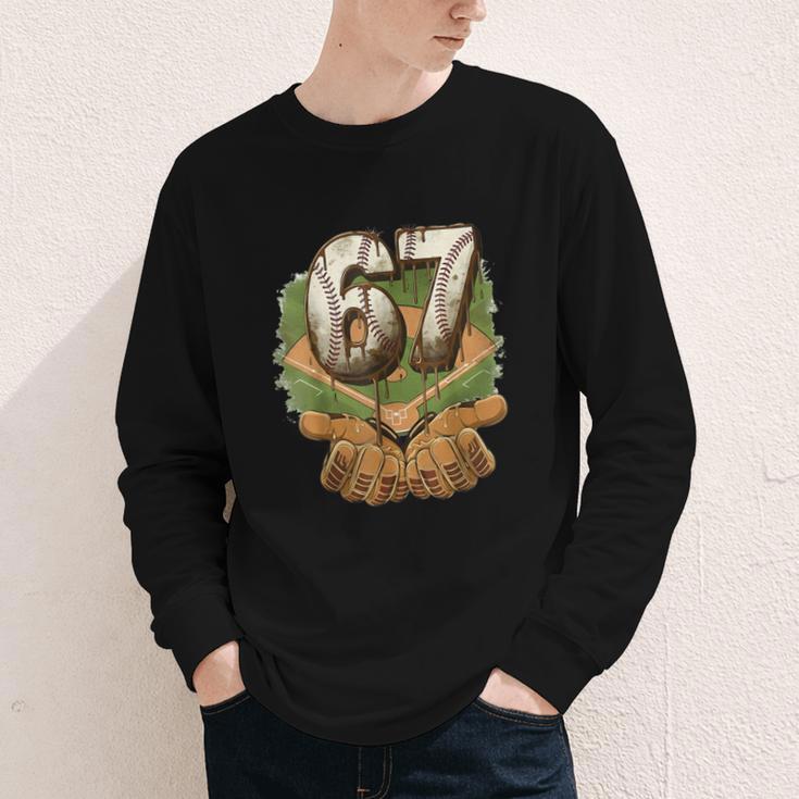 Baseball Ice Cream Drip Number 67 Playground Player 67th Youth Long Sleeve Tee Baseball Ice Cream Drip Number 67 Playground Player 67th Youth Long Sleeve Tee