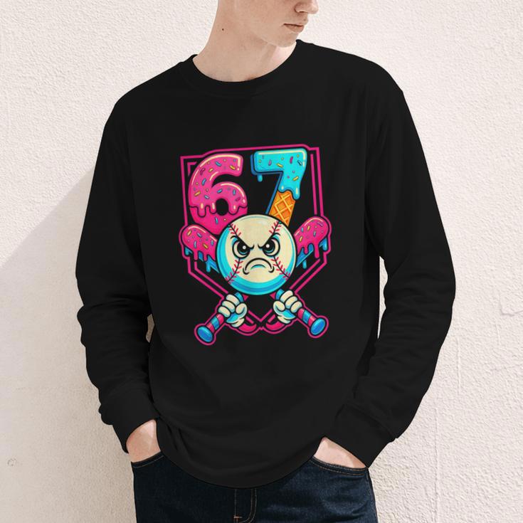 Baseball Ice Cream Drip Number 67 Six Seven Meme 67 Youth Long Sleeve Tee Baseball Ice Cream Drip Number 67 Six Seven Meme 67 Youth Long Sleeve Tee