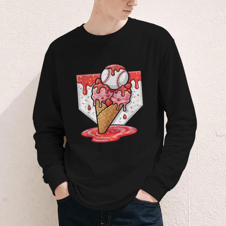 Baseball Ice Cream Drip Baseball Strawberry For Youth Red Youth Long Sleeve Tee Baseball Ice Cream Drip Baseball Strawberry For Youth Red Youth Long Sleeve Tee