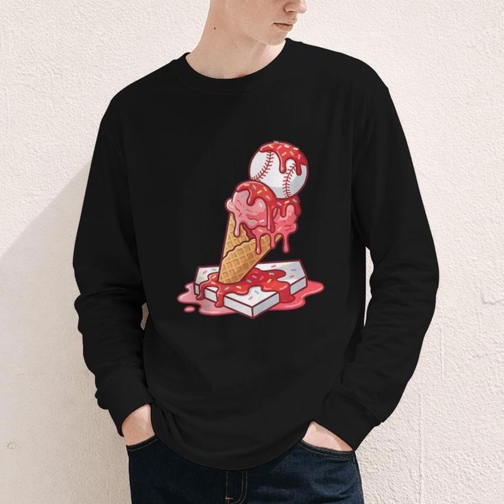Baseball Ice Cream Drip Youth Strawberry Baseball Red Youth Long Sleeve Tee Baseball Ice Cream Drip Youth Strawberry Baseball Red Youth Long Sleeve Tee