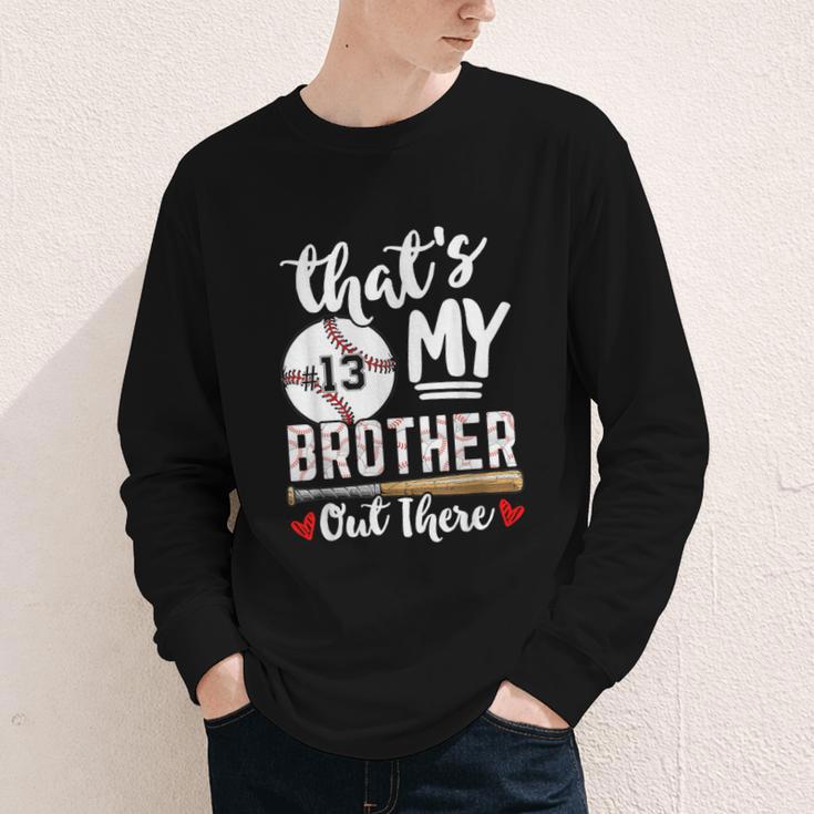 Baseball Jersey Number 13 That's My Brother Out There Youth Long Sleeve Tee Baseball Jersey Number 13 That's My Brother Out There Youth Long Sleeve Tee