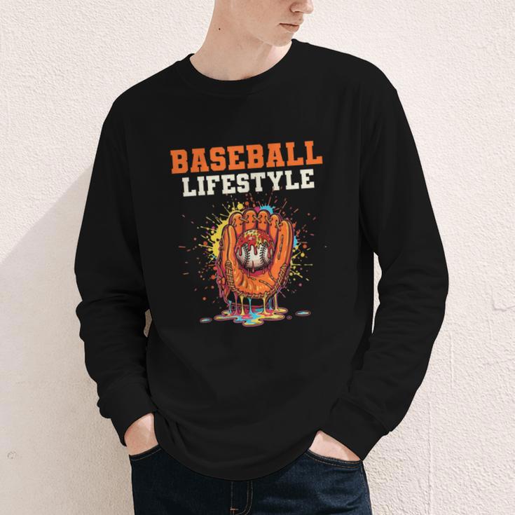 Baseball Lifestyle Ice Cream Drip Baseball Glove Crossed Bat Youth Long Sleeve Tee Baseball Lifestyle Ice Cream Drip Baseball Glove Crossed Bat Youth Long Sleeve Tee