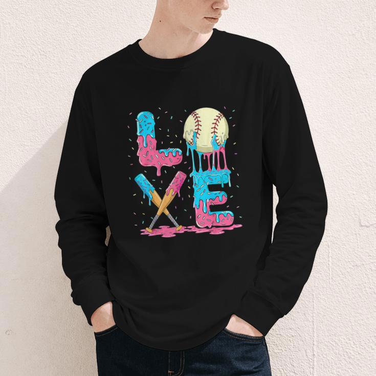 Baseball Love Drip Ice Cream Colorful Baseball Youth Long Sleeve Tee