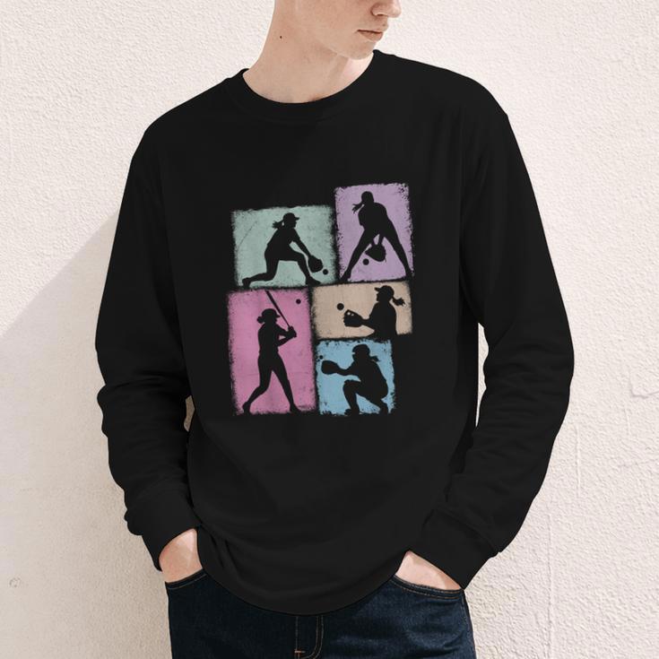 Baseball Player Collage Women Kids Coach Youth Girl Youth Long Sleeve Tee