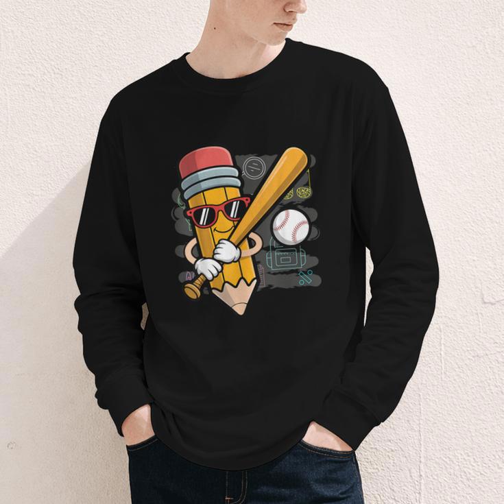 Baseball Player Pencil Back To School Cute Sport Students Youth Long Sleeve Tee Baseball Player Pencil Back To School Cute Sport Students Youth Long Sleeve Tee